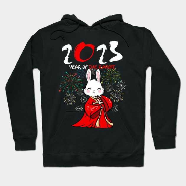 2023 Year Of the Rabbit Chinese New Year 2023 Dabbing Bunny Hoodie by Jhon Towel